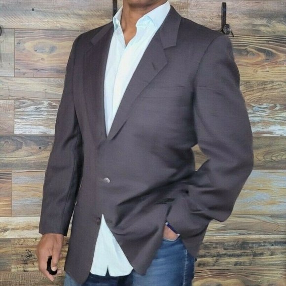 Gieves & Hawkes Savile Row London Lazarus Wool Brown Check Blazer Jacket 42L - Picture 3 of 7